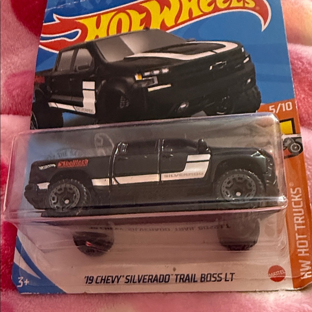 Hot Wheels Chevy Silverado Trail Boss LT Toy Truck - Black and White